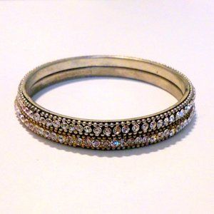 Vintage Pair of Rhinestone Bangle Bracelets